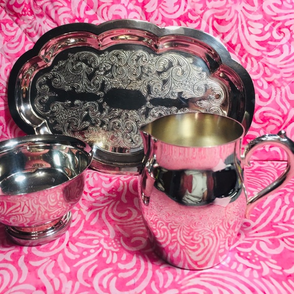 Pilgrim Silver-plate P55 Sugar Bowl/Creamer/Tray - Picture 6 of 9